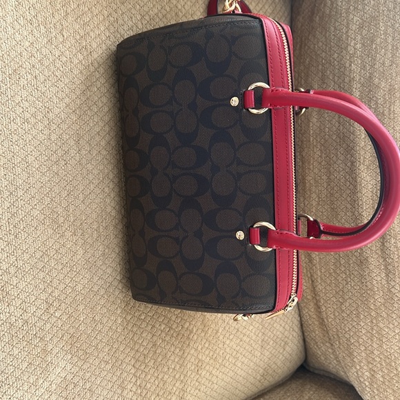 Coach Rowan Brown and Red Satchel New - Picture 3 of 11